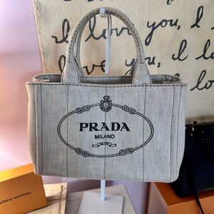 Prada Light Gray Canvas Tote